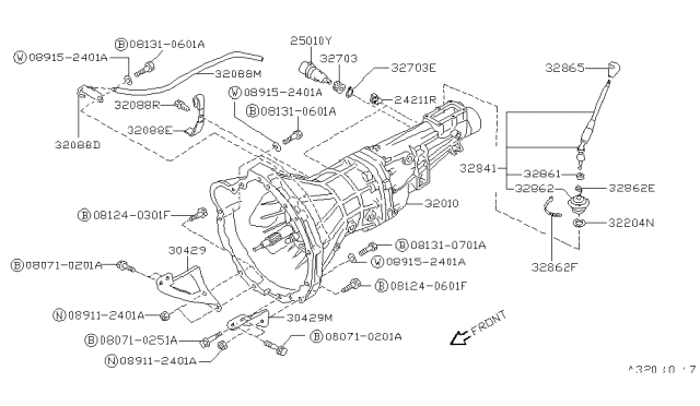 1994 Nissan 240SX Knob-Control Lever Diagram for 32865-35F00