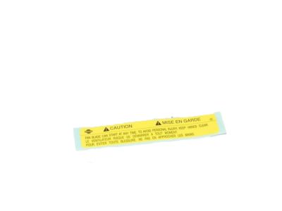 Nissan 21599-89911 Label-Caution,Motor Fan