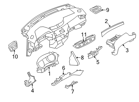 2020 Nissan Rogue Cluster & Switches, Instrument Panel Diagram 3
