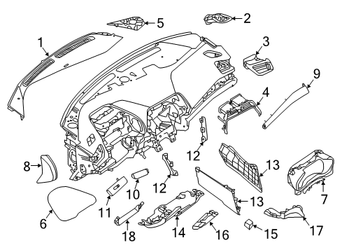 2021 Nissan Maxima Cluster & Switches, Instrument Panel Diagram 3