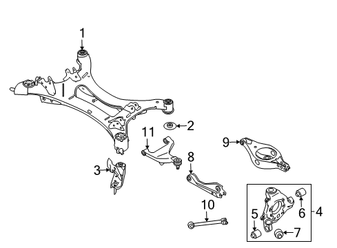 2020 Nissan Pathfinder Rear Suspension, Lower Control Arm, Upper Control Arm, Stabilizer Bar, Suspension Components Diagram 1