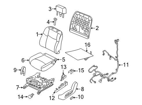 2021 Nissan Murano Driver Seat Components Diagram 2