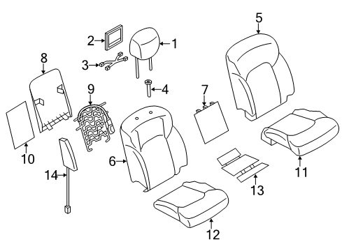 2020 Nissan Armada Passenger Seat Components Diagram 2