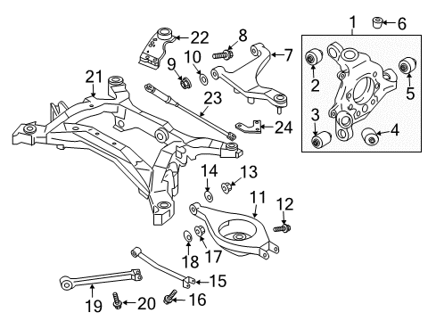 2020 Nissan 370Z Rear Suspension Components, Lower Control Arm, Upper Control Arm, Stabilizer Bar Diagram 1