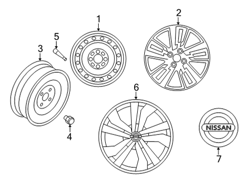 2022 Nissan Versa Wheels, Covers & Trim Diagram