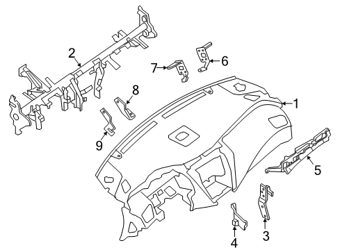 2021 Nissan Murano Cluster & Switches, Instrument Panel Diagram 1
