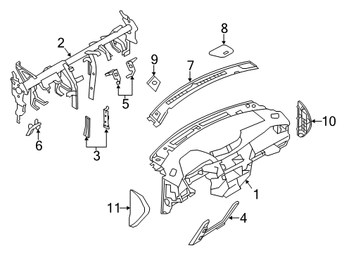 2020 Nissan Rogue Cluster & Switches, Instrument Panel Diagram 1