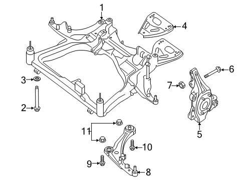 2021 Nissan Maxima Front Suspension Components, Lower Control Arm, Stabilizer Bar Diagram 1