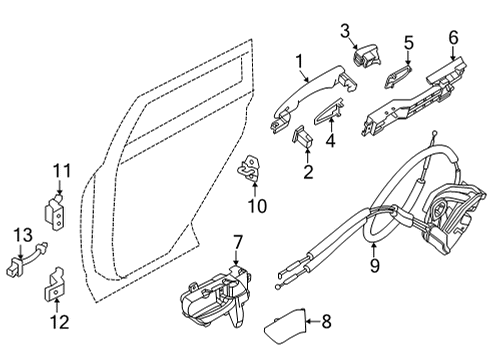 Hinge Assy-Rear Door,Lower LH Diagram for 82421-6RR0A