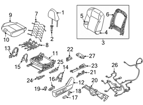 2021 Nissan Rogue Driver Seat Components Diagram 3