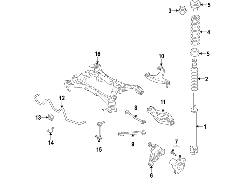 2020 Nissan Pathfinder Rear Suspension, Lower Control Arm, Upper Control Arm, Stabilizer Bar, Suspension Components Diagram 3