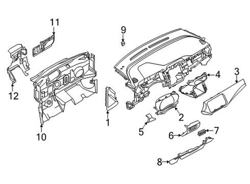 2022 Nissan Versa Cluster & Switches, Instrument Panel Diagram 3