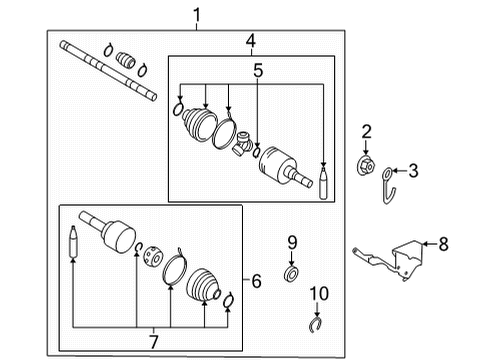 Shaft Assy-Front Drive,LH Diagram for 39101-5RA1A