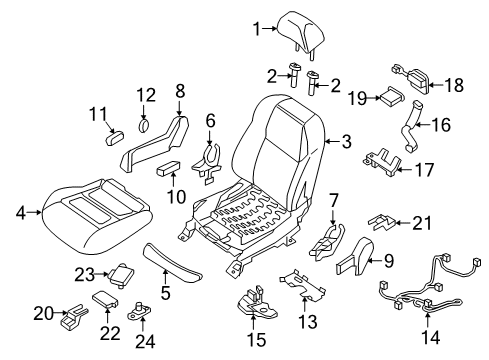 2020 Nissan Maxima Passenger Seat Components Diagram
