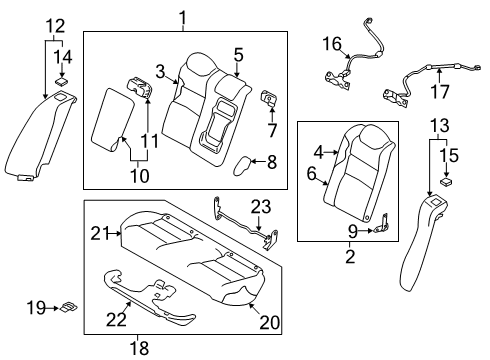 2022 Nissan Altima Rear Seat Components Diagram