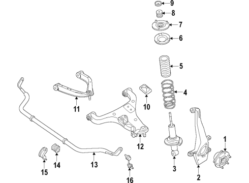 2020 Nissan Armada Suspension Components, Lower Control Arm, Upper Control Arm, Stabilizer Bar Diagram