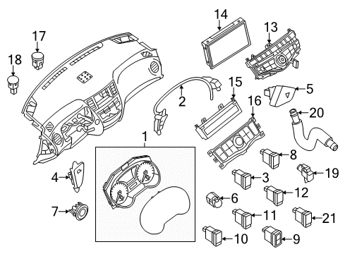 2020 Nissan Pathfinder Cluster & Switches, Instrument Panel Diagram 2