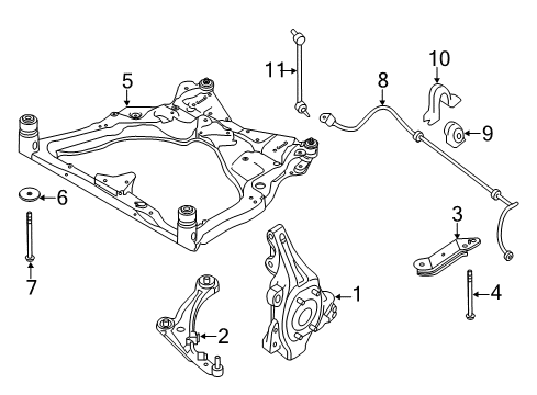 2020 Nissan Murano Front Suspension Components, Lower Control Arm, Stabilizer Bar Diagram 1