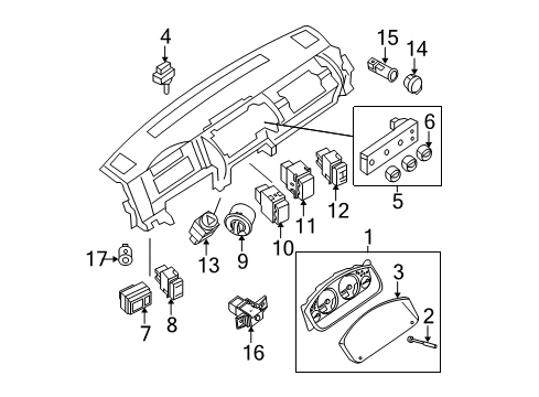 2020 Nissan Frontier Cluster & Switches, Instrument Panel Diagram 2