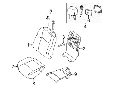 2020 Nissan Pathfinder Passenger Seat Components Diagram 1