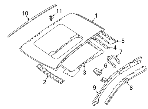 2020 Nissan Murano Roof & Components, Exterior Trim Diagram 1