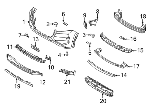 Shock Absorber-Front Bumper Diagram for 62091-6RA0A