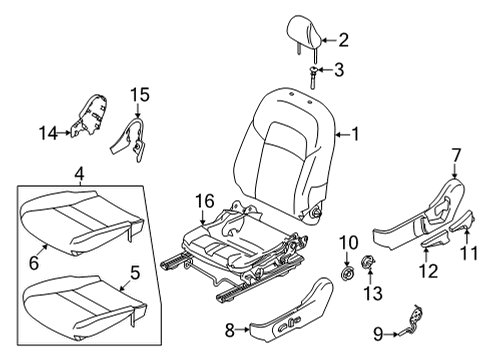 2021 Nissan Sentra Driver Seat Components Diagram