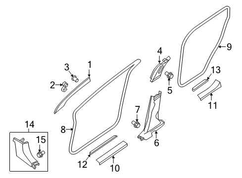 2021 Nissan Murano Interior Trim - Pillars Diagram