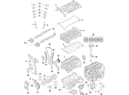 2021 Nissan Versa Engine Parts, Mounts, Cylinder Head & Valves, Camshaft & Timing, Variable Valve Timing, Oil Cooler, Oil Pan, Oil Pump, Crankshaft & Bearings, Pistons, Rings & Bearings Diagram 2