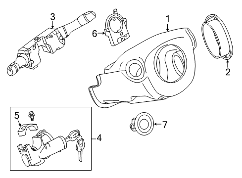 2020 Nissan Rogue Shroud, Switches & Levers Diagram