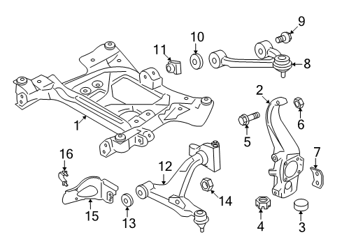 2021 Nissan GT-R Front Suspension Components, Lower Control Arm, Upper Control Arm, Stabilizer Bar Diagram 1