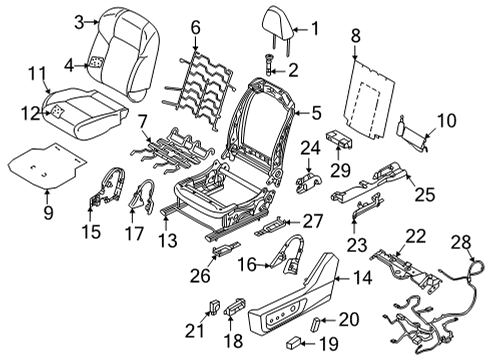 2021 Nissan Rogue Driver Seat Components Diagram 1