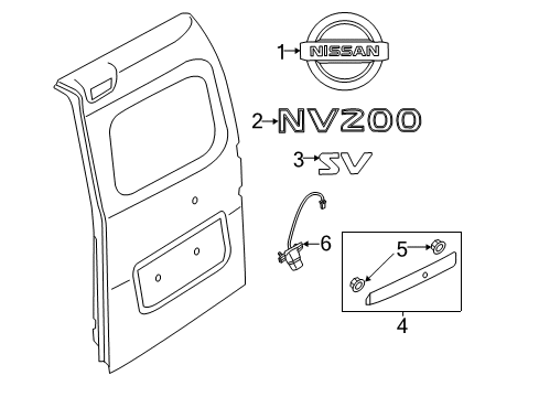 2020 Nissan NV Exterior Trim - Back Door Diagram