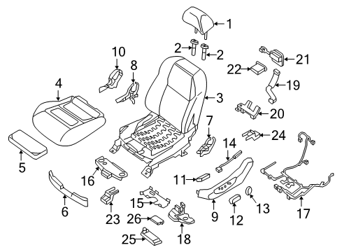 2021 Nissan Maxima Driver Seat Components Diagram
