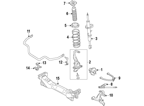 2020 Nissan 370Z Front Suspension Components, Lower Control Arm, Upper Control Arm, Stabilizer Bar Diagram 2