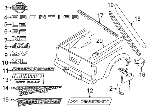 2020 Nissan Frontier Exterior Trim - Pick Up Box Diagram 2