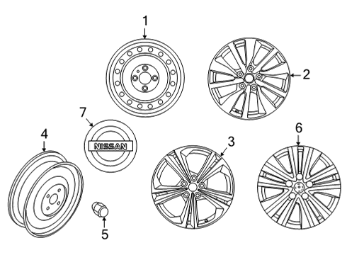 2020 Nissan Sentra Wheels, Covers & Trim Diagram