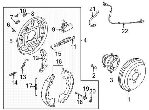 Hub Assembly-Rear Axle Diagram for 43202-5EE1A
