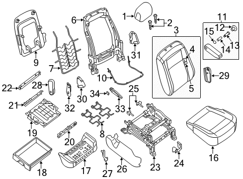 2021 Nissan NV Front Seat Components Diagram