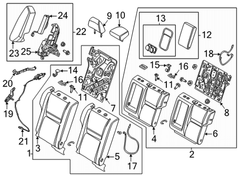 2021 Nissan Rogue Rear Seat Components Diagram 1