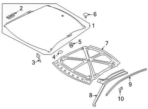2021 Nissan GT-R Roof & Components, Exterior Trim Diagram 1