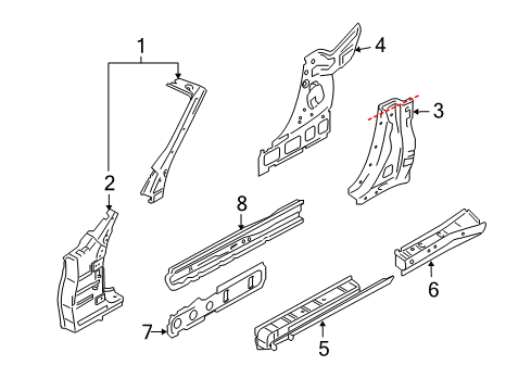 2020 Nissan 370Z Hinge Pillar, Lock Pillar, Rocker Diagram 1