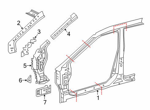 2020 Nissan Maxima Aperture Panel, Hinge Pillar Diagram