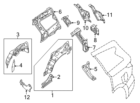 2020 Nissan Pathfinder Inner Structure - Quarter Panel Diagram