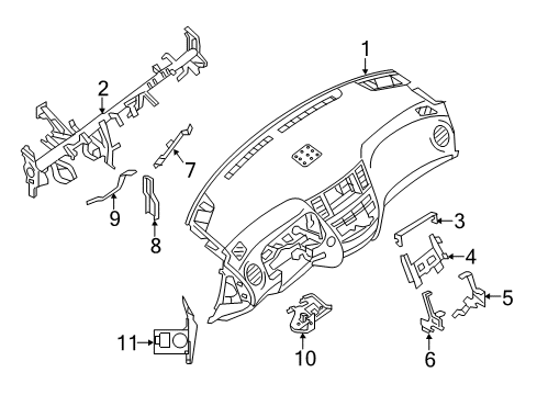 2020 Nissan Pathfinder Cluster & Switches, Instrument Panel Diagram 1