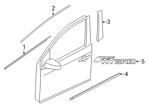 2020 Nissan Rogue Exterior Trim - Front Door Diagram