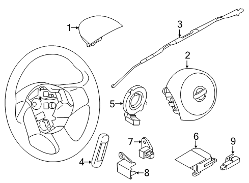 Air Bag Driver Side Module Assembly Diagram for 98510-9KN8B