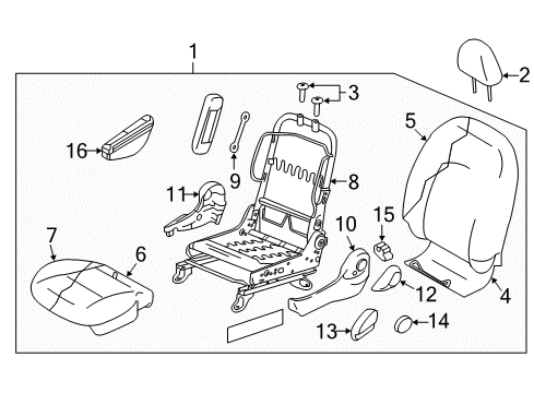 Front Seat Armrest Assembly Left Diagram for 87750-9KN1A