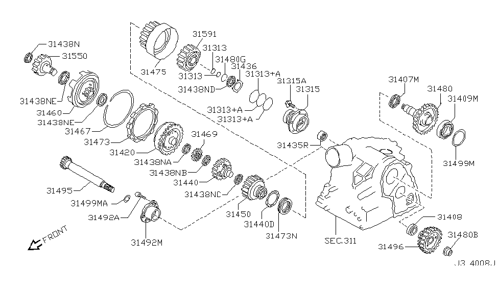 Nissan 31495-89X00 Gear-PINION,Reduction