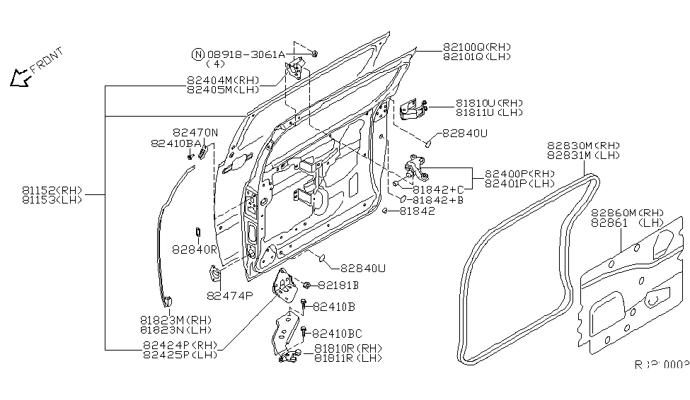 Nissan 82101-5Z030 Door Assembly-Slide, LH
